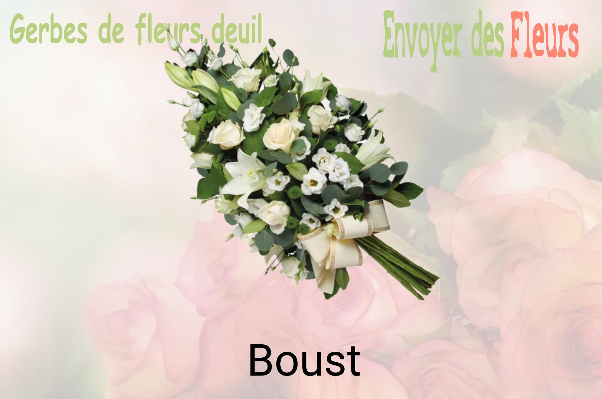 Gerbe de fleurs de deuil livrée à Boust